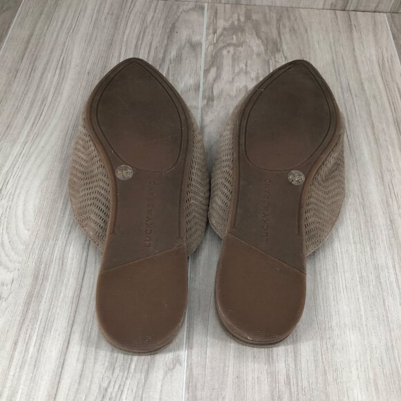 Lucky Brand Mule Flats Womens 6.5M Brynnuh Taupe Suede Slip On Shoes - Picture 11 of 11